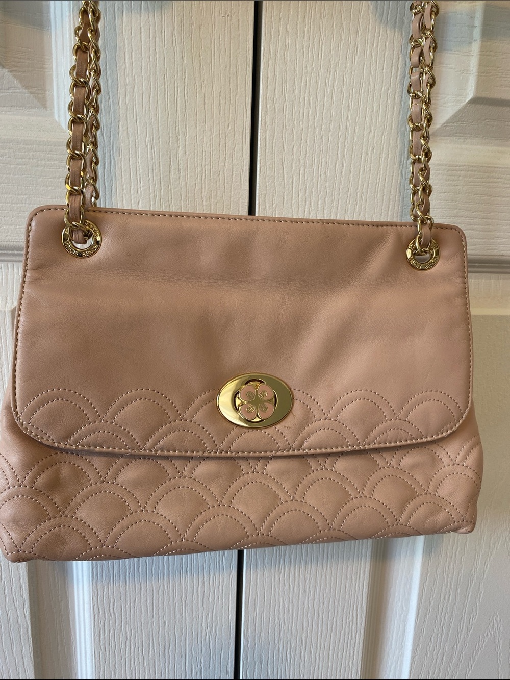 Vincis Bench Paris Blush Pink Quilted Chain Shoulder Bag Gold Hardware